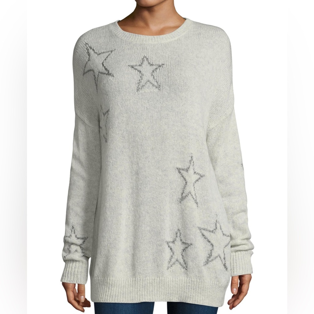 360cashmere Metallic Silver Star Sweater